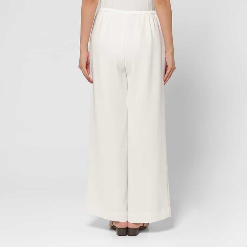 BARNEYS NEW YORK ウォッシャブル ダブルクロスワイドパンツ WHITE