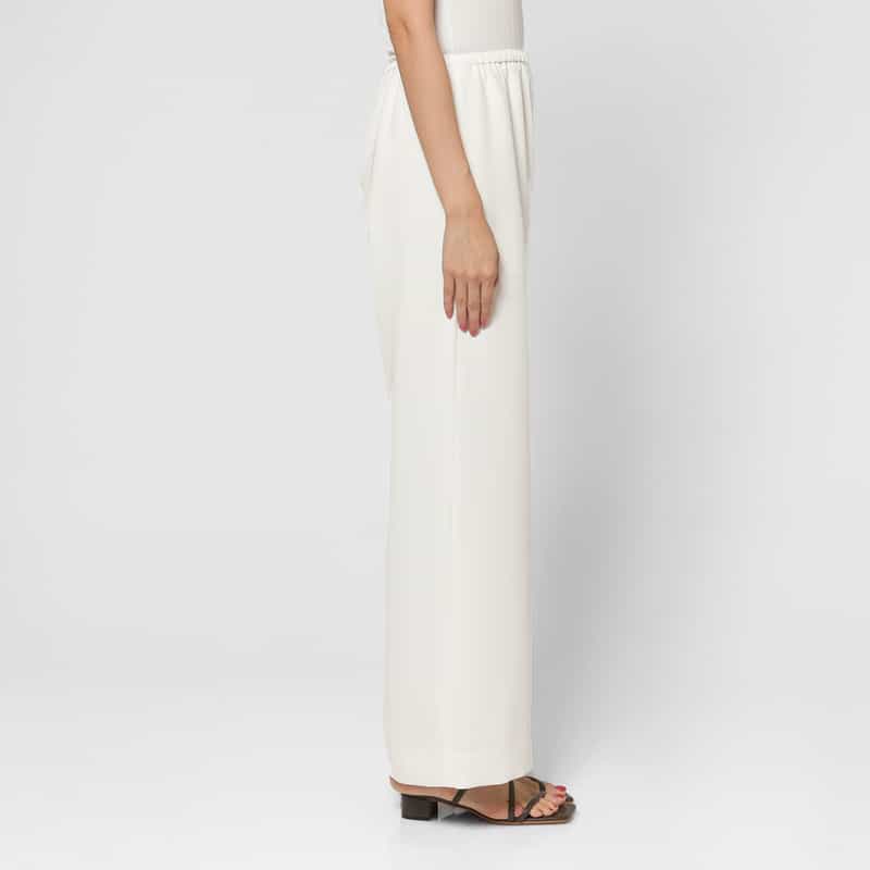 BARNEYS NEW YORK ウォッシャブル ダブルクロスワイドパンツ WHITE