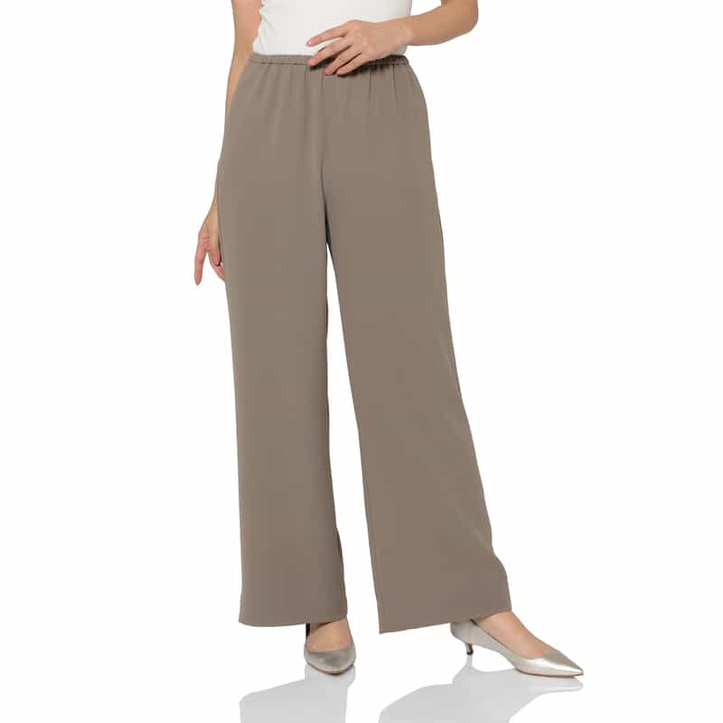 BARNEYS NEW YORK ウォッシャブル ダブルクロスワイドパンツ BROWN