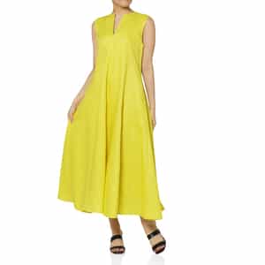 リネン素材ロングドレス （ペチコート付き）