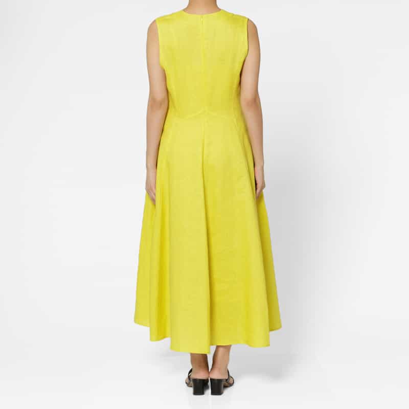 BARNEYS NEW YORK リネン素材ロングドレス （ペチコート付き） YELLOW