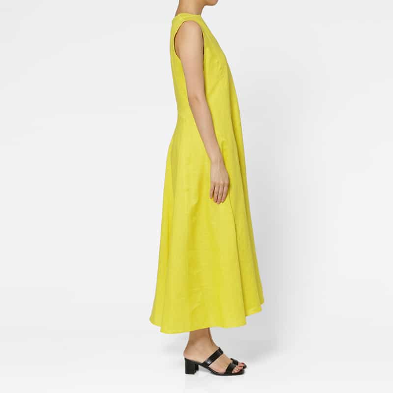 BARNEYS NEW YORK リネン素材ロングドレス （ペチコート付き） YELLOW