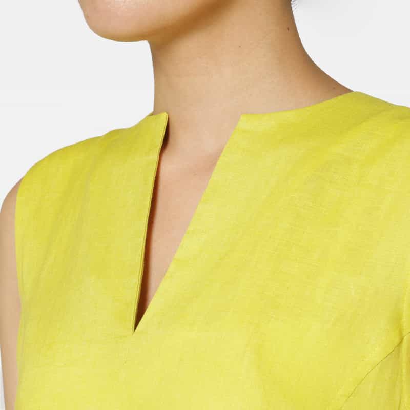 BARNEYS NEW YORK リネン素材ロングドレス （ペチコート付き） YELLOW