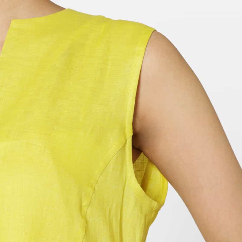 BARNEYS NEW YORK リネン素材ロングドレス （ペチコート付き） YELLOW