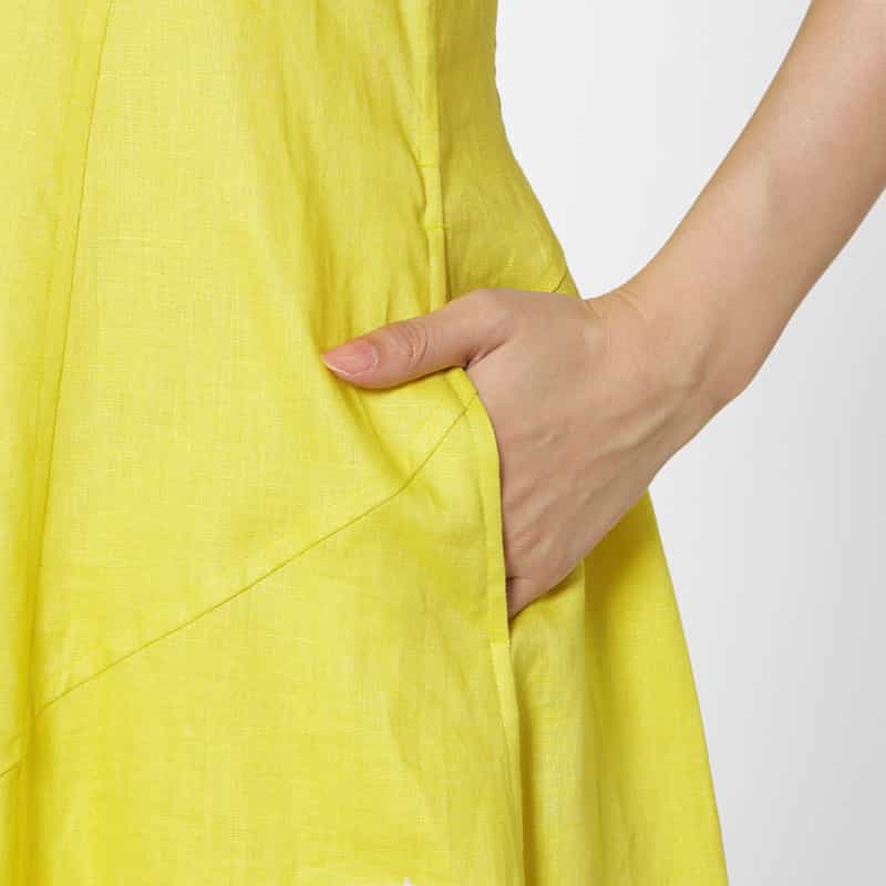 BARNEYS NEW YORK リネン素材ロングドレス （ペチコート付き） YELLOW