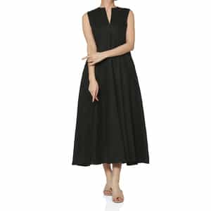 リネン素材ロングドレス （ペチコート付き）