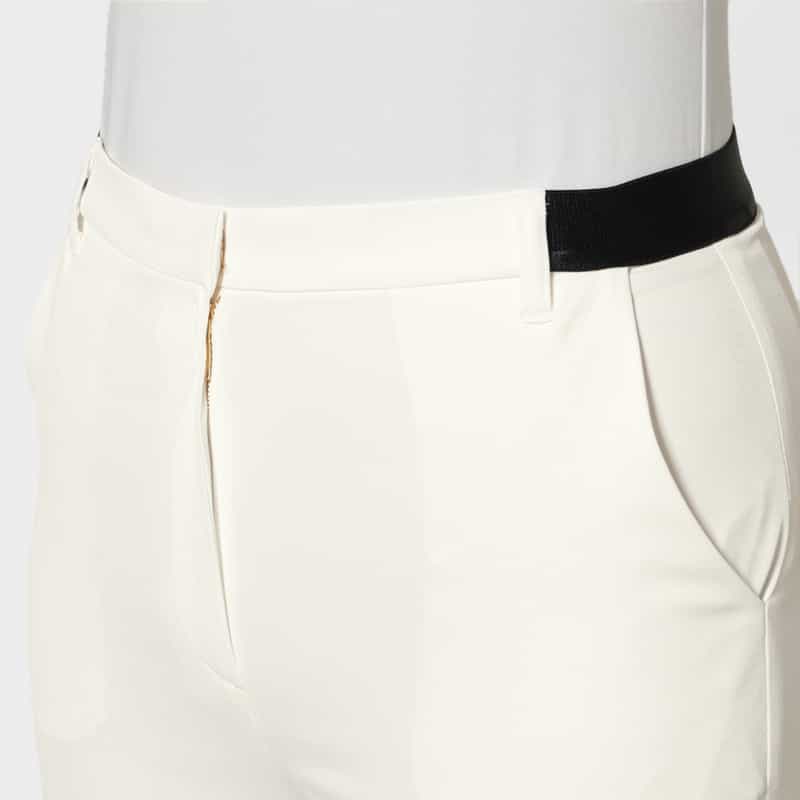 BARNEYS NEW YORK ウォッシャブル バックウエストゴム テーパードパンツ WHITE