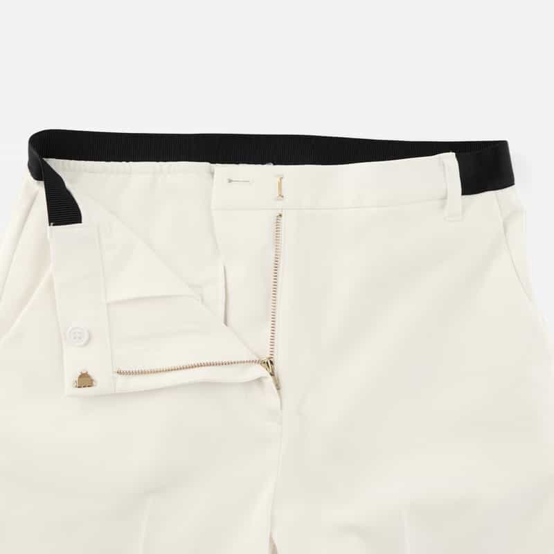 BARNEYS NEW YORK ウォッシャブル バックウエストゴム テーパードパンツ WHITE