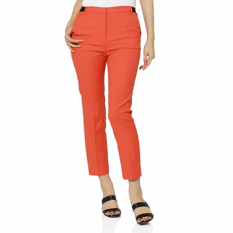 BARNEYS NEW YORK ウォッシャブル バックウエストゴム テーパードパンツ RED