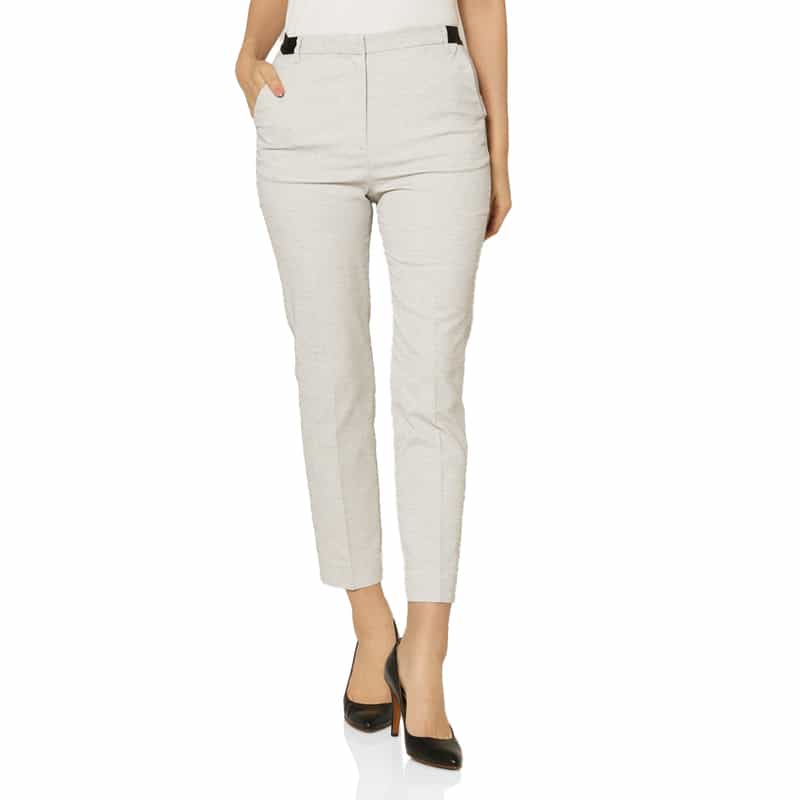 BARNEYS NEW YORK ウォッシャブル バックウエストゴム テーパードパンツ LIGHT GRAY