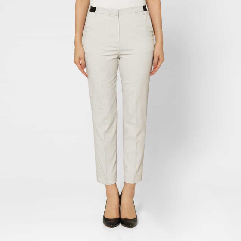 BARNEYS NEW YORK ウォッシャブル バックウエストゴム テーパードパンツ LIGHT GRAY