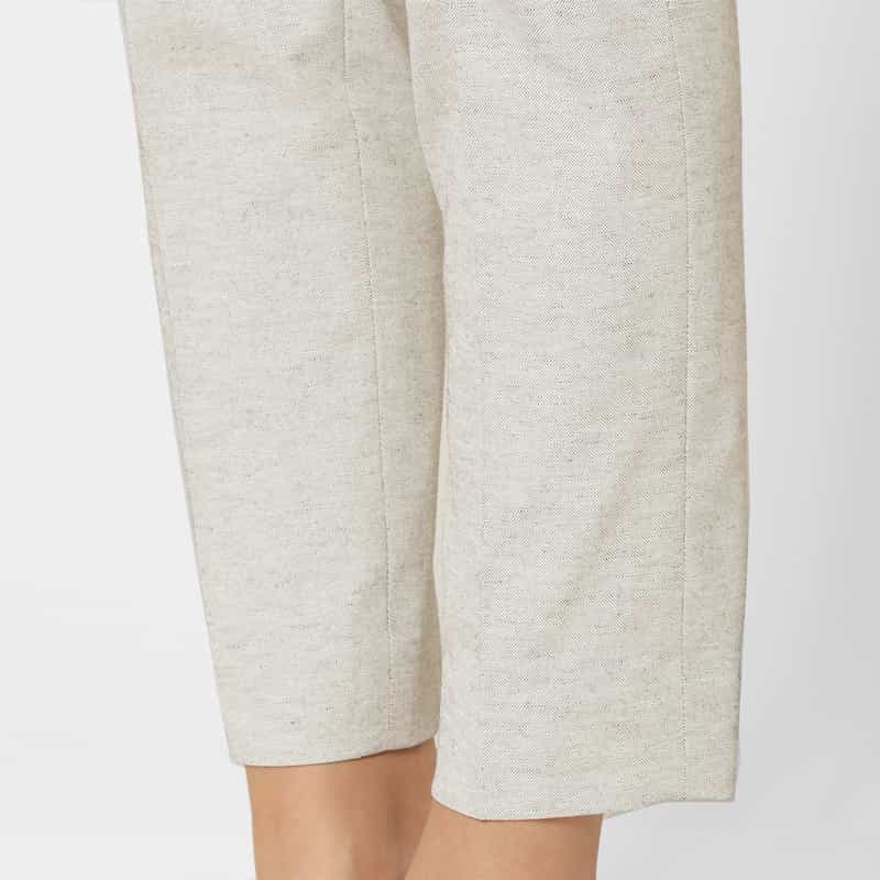 BARNEYS NEW YORK ウォッシャブル バックウエストゴム テーパードパンツ LIGHT GRAY