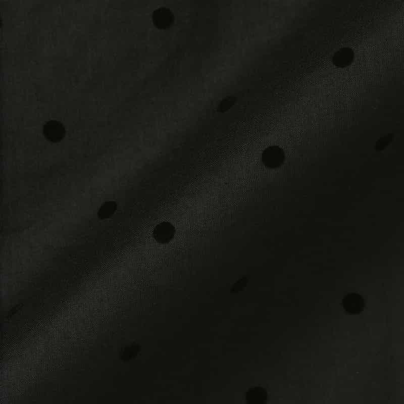 BARNEYS NEW YORK シアー素材 ドット柄フロッキー加工フリルブラウス （インナーキャミソール付き） BLACK