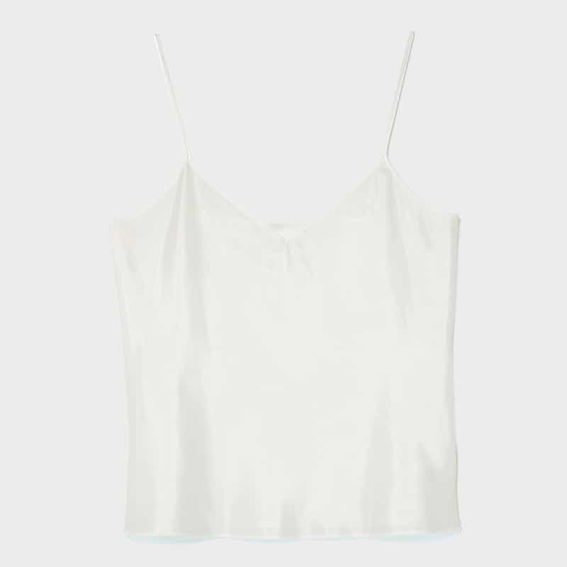 BARNEYS NEW YORK ウォッシャブル 楊柳素材ボウタイブラウス （インナーキャミソール付き） WHITE