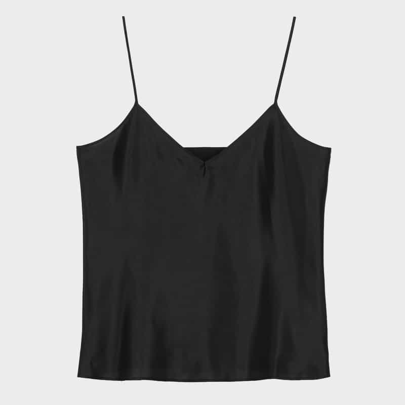 BARNEYS NEW YORK ウォッシャブル 楊柳素材ボウタイブラウス （インナーキャミソール付き） BLACK