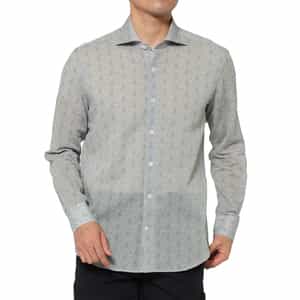 シアサッカー素材フラワー柄カジュアルシャツ