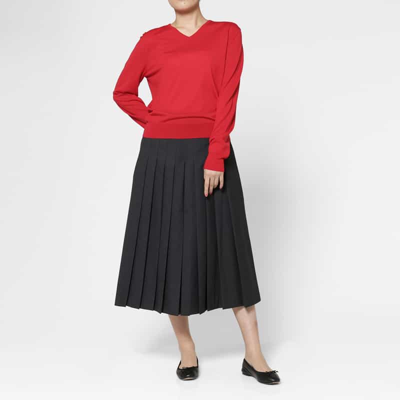 AMOMENTO AMOMENTO ＜アモーメント＞ Vネックウールニットプルオーバー RED