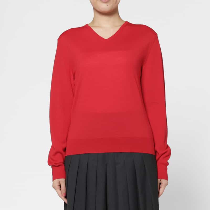AMOMENTO AMOMENTO ＜アモーメント＞ Vネックウールニットプルオーバー RED
