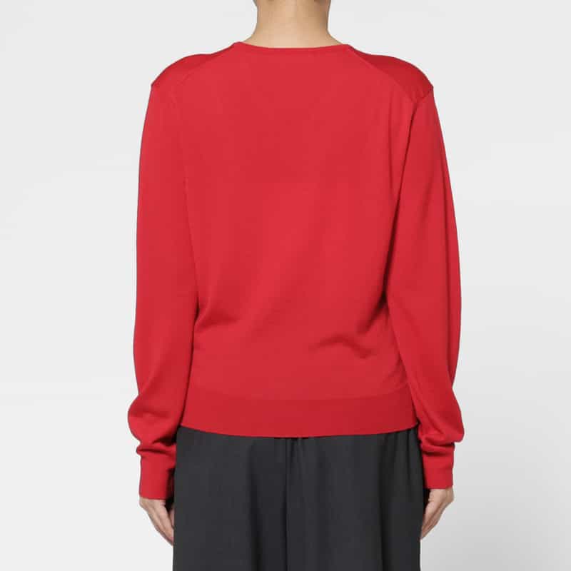 AMOMENTO AMOMENTO ＜アモーメント＞ Vネックウールニットプルオーバー RED