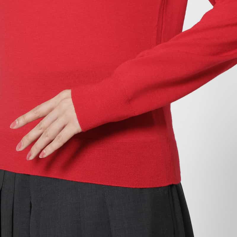 AMOMENTO AMOMENTO ＜アモーメント＞ Vネックウールニットプルオーバー RED