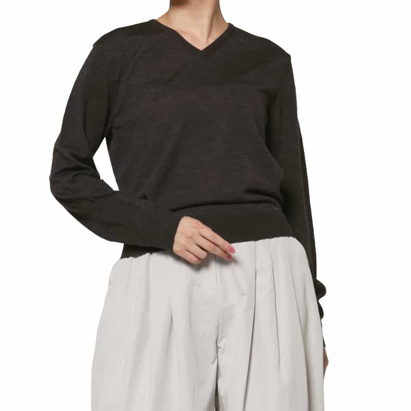 AMOMENTO AMOMENTO ＜アモーメント＞ Vネックウールニットプルオーバー GRAY