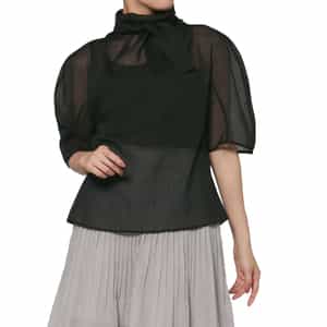 AMOMENTO ＜アモーメント＞ シアー素材ノットデザインブラウス