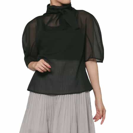 AMOMENTO ＜アモーメント＞ シアー素材ノットデザインブラウス