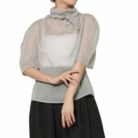 AMOMENTO ＜アモーメント＞ シアー素材ノットデザインブラウス