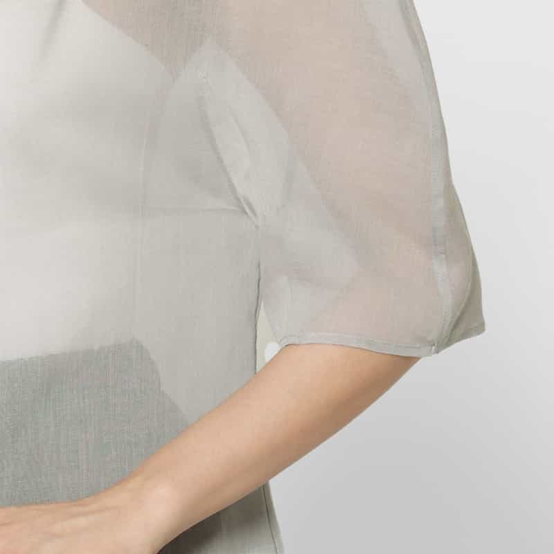 AMOMENTO AMOMENTO ＜アモーメント＞ シアー素材ノットデザインブラウス GRAY