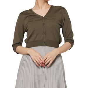 AMOMENTO ＜アモーメント＞ Vネック クロップドニットカーディガン