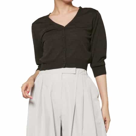 AMOMENTO ＜アモーメント＞ Vネック クロップドニットカーディガン