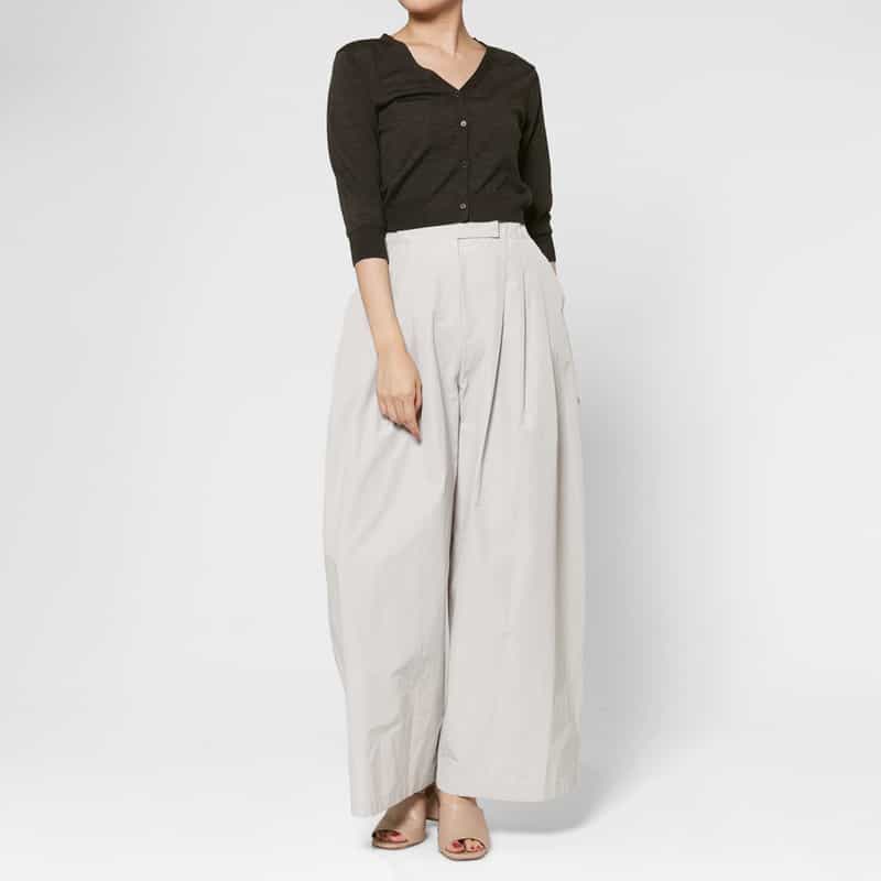 AMOMENTO AMOMENTO ＜アモーメント＞ Vネック クロップドニットカーディガン GRAY