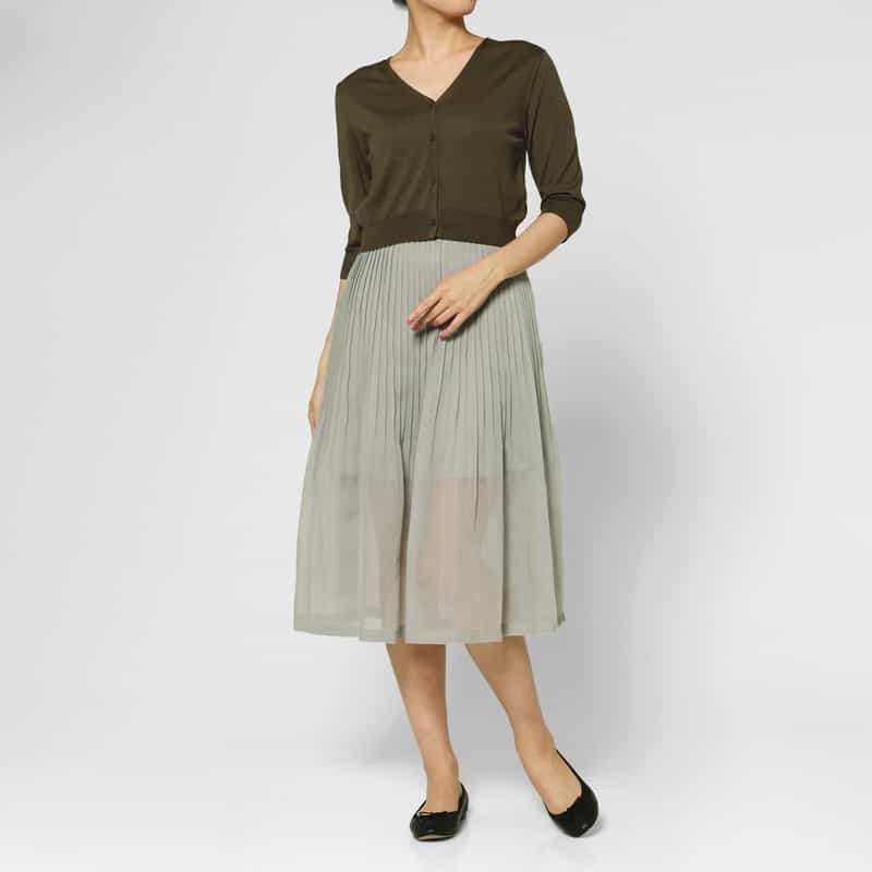 AMOMENTO AMOMENTO ＜アモーメント＞ シアー素材プリーツスカート GRAY