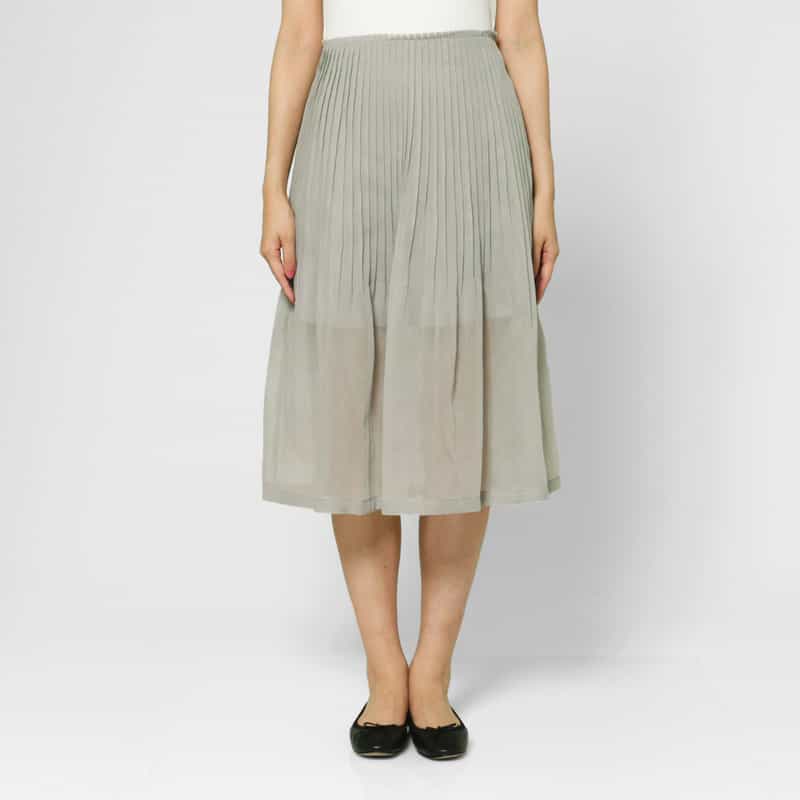 AMOMENTO AMOMENTO ＜アモーメント＞ シアー素材プリーツスカート GRAY