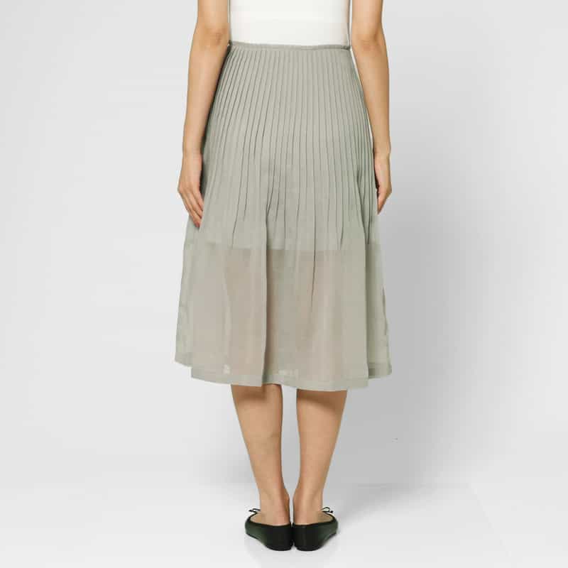 AMOMENTO AMOMENTO ＜アモーメント＞ シアー素材プリーツスカート GRAY