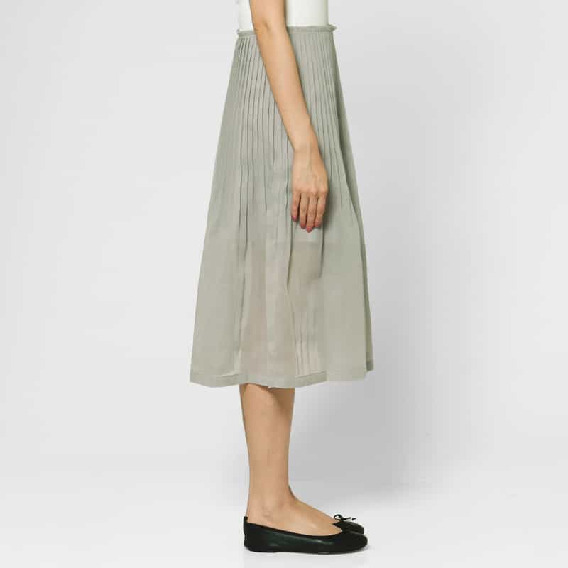 AMOMENTO AMOMENTO ＜アモーメント＞ シアー素材プリーツスカート GRAY