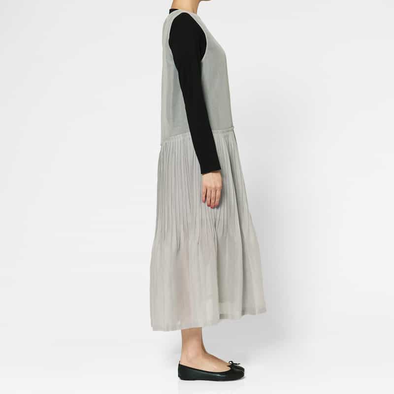 AMOMENTO AMOMENTO ＜アモーメント＞ シアー素材プリーツドレス GRAY