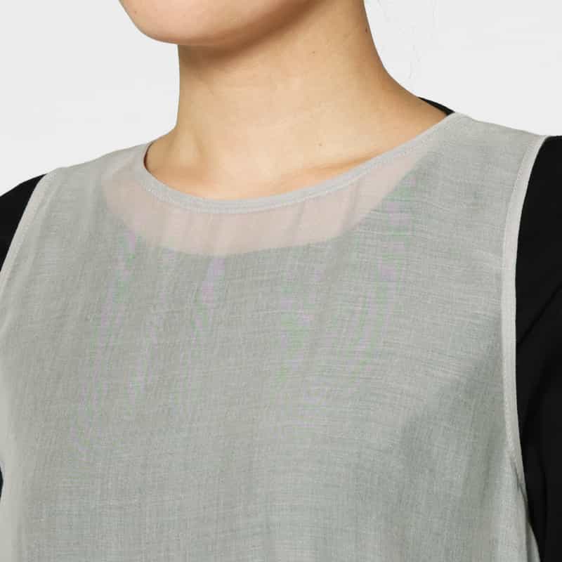 AMOMENTO AMOMENTO ＜アモーメント＞ シアー素材プリーツドレス GRAY