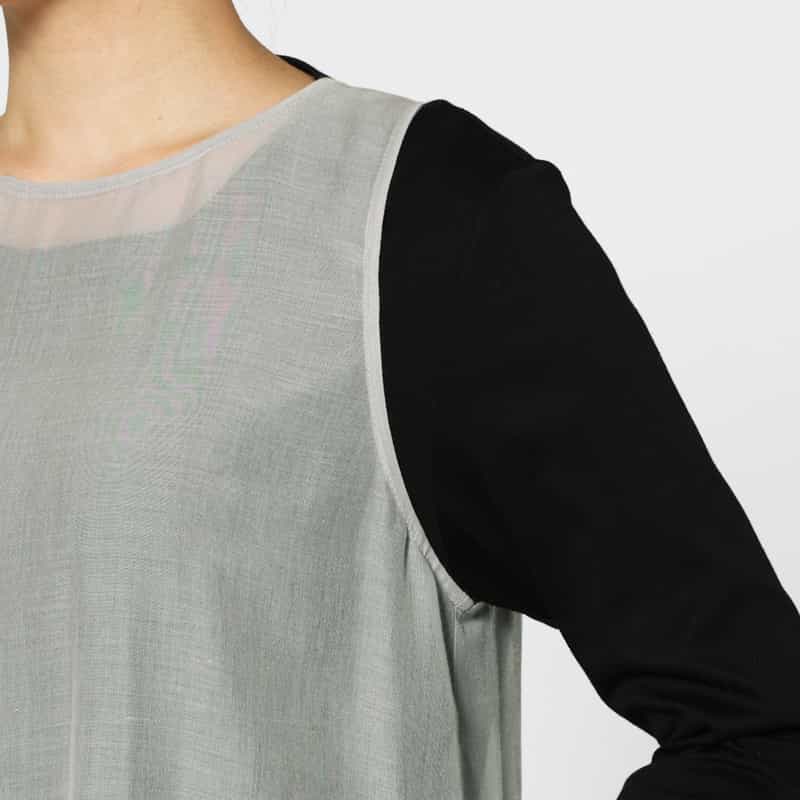 AMOMENTO AMOMENTO ＜アモーメント＞ シアー素材プリーツドレス GRAY