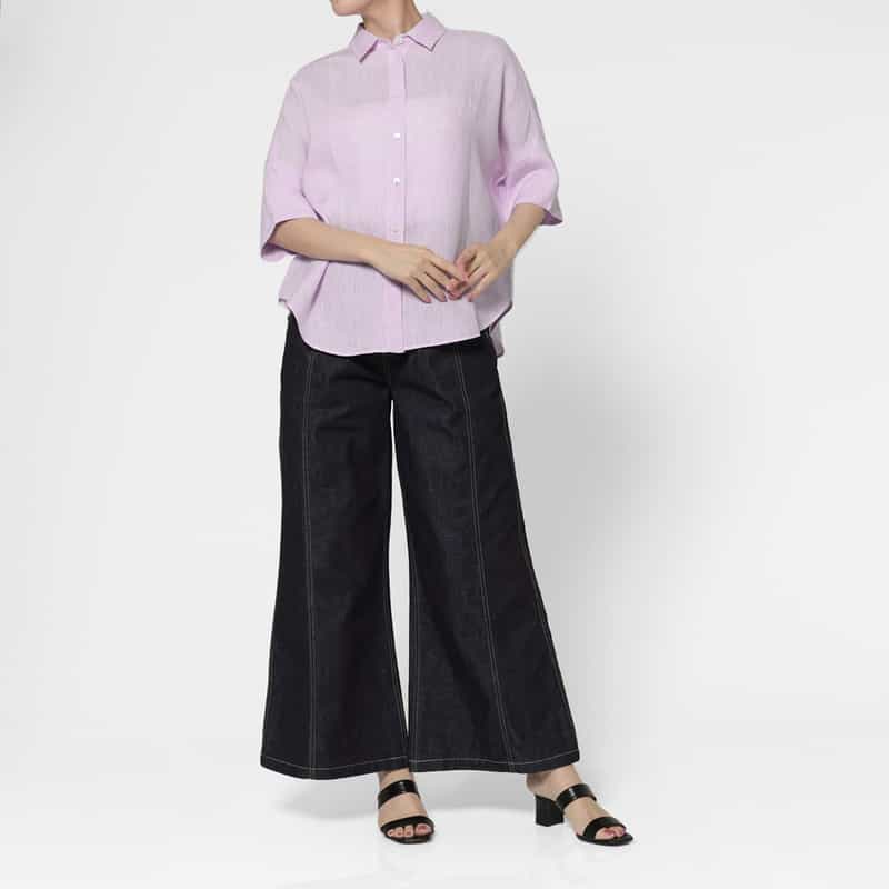 ROBERT FRIEDMAN ROBERT FRIEDMAN ＜ロベルト フリッドマン＞ ハーフスリーブ リネンシャツ PINK