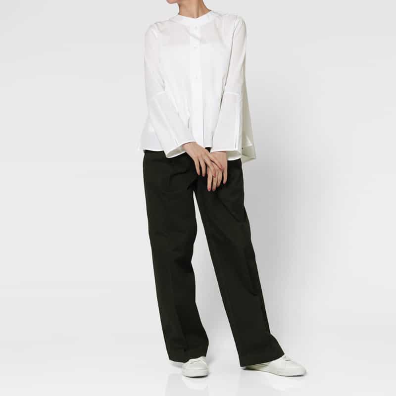 ROBERT FRIEDMAN ROBERT FRIEDMAN ＜ロベルト フリッドマン＞ ロングスリーブ スタンドカラーシャツ WHITE