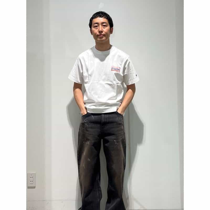 BARNEYS NEW YORK "BARNEYS" ＜チャンピオン＞ ロゴ入りカットソー WHITE