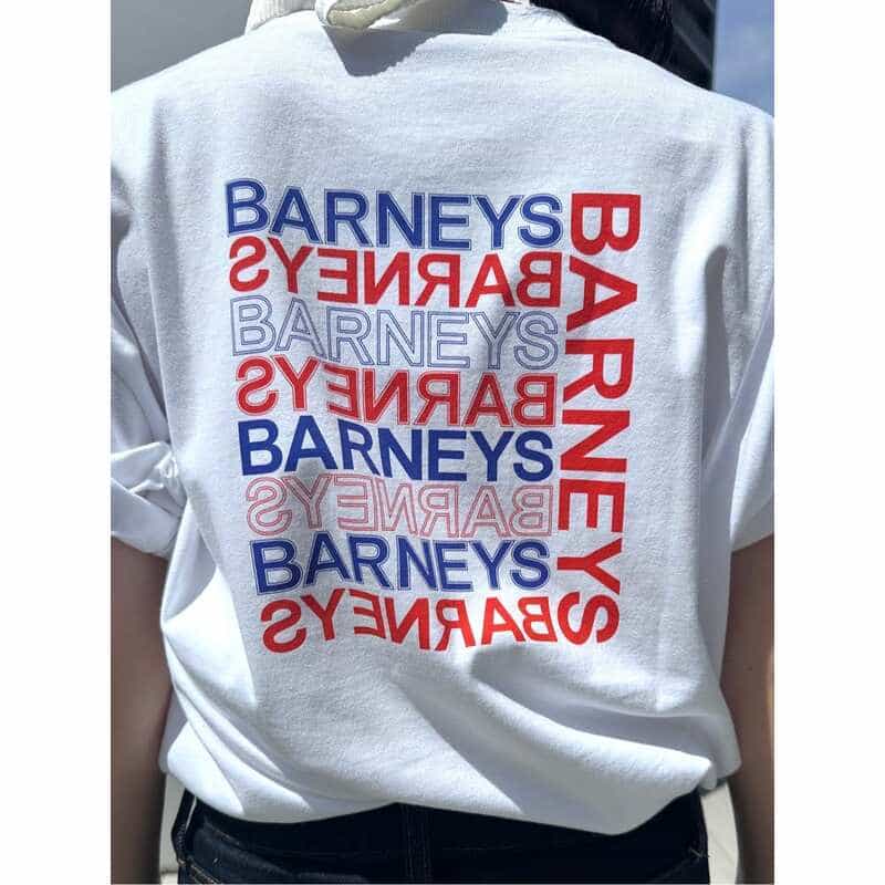BARNEYS NEW YORK "BARNEYS" ＜チャンピオン＞ ロゴ入りカットソー WHITE