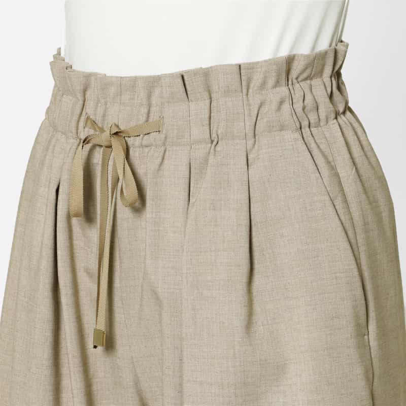 BARNEYS NEW YORK ウォッシャブル リネンライク ドローストリングワイドパンツ BEIGE