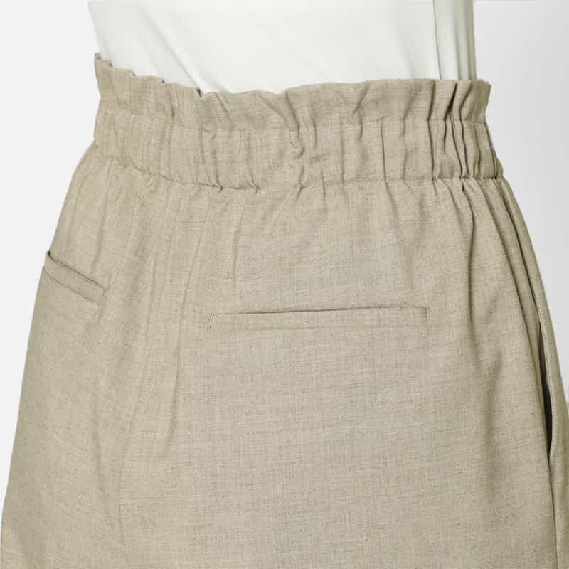 BARNEYS NEW YORK ウォッシャブル リネンライク ドローストリングワイドパンツ BEIGE