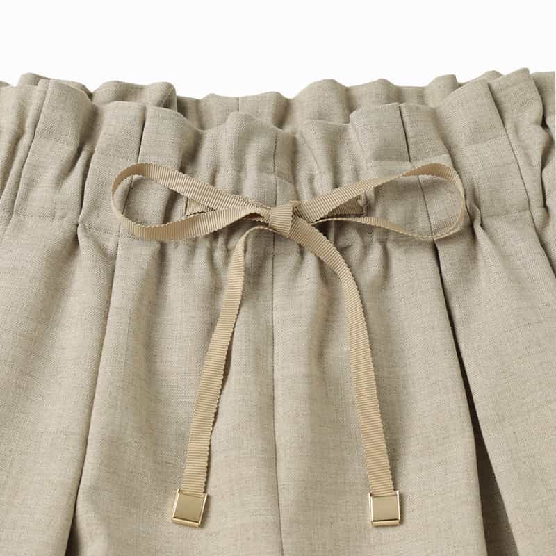 BARNEYS NEW YORK ウォッシャブル リネンライク ドローストリングワイドパンツ BEIGE