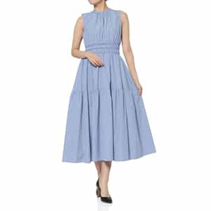 ウォッシャブル タフタギャザーミディドレス