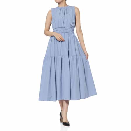 ウォッシャブル タフタギャザーミディドレス