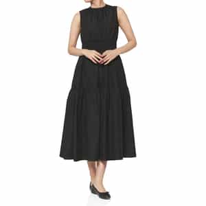 ウォッシャブル タフタギャザーミディドレス