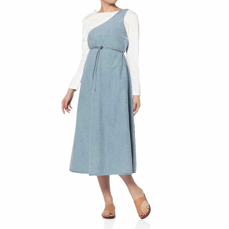 BASERANGE ＜ベースレンジ＞ デニム ワンショルダードレス